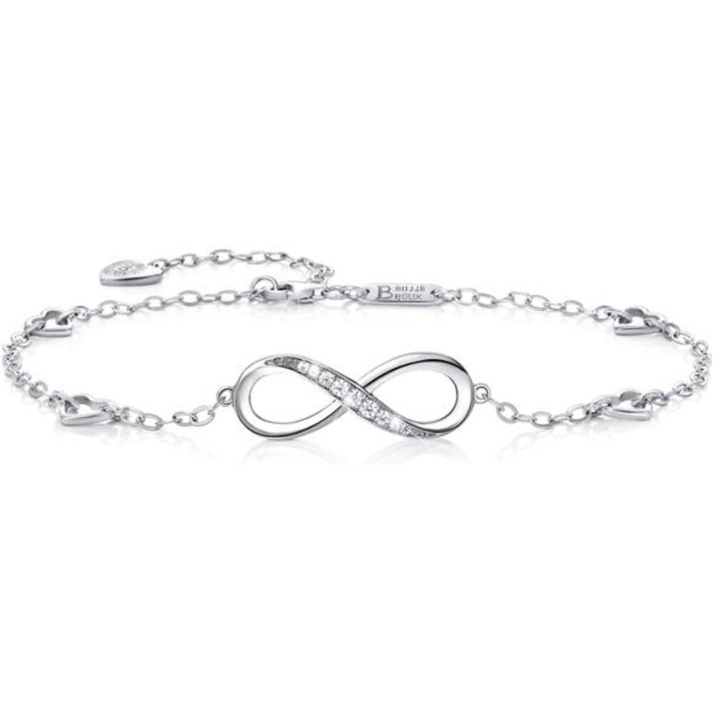 Billie Bijoux Sterling Silver Infinity Anklet Adjustable Love Charm Bracelet